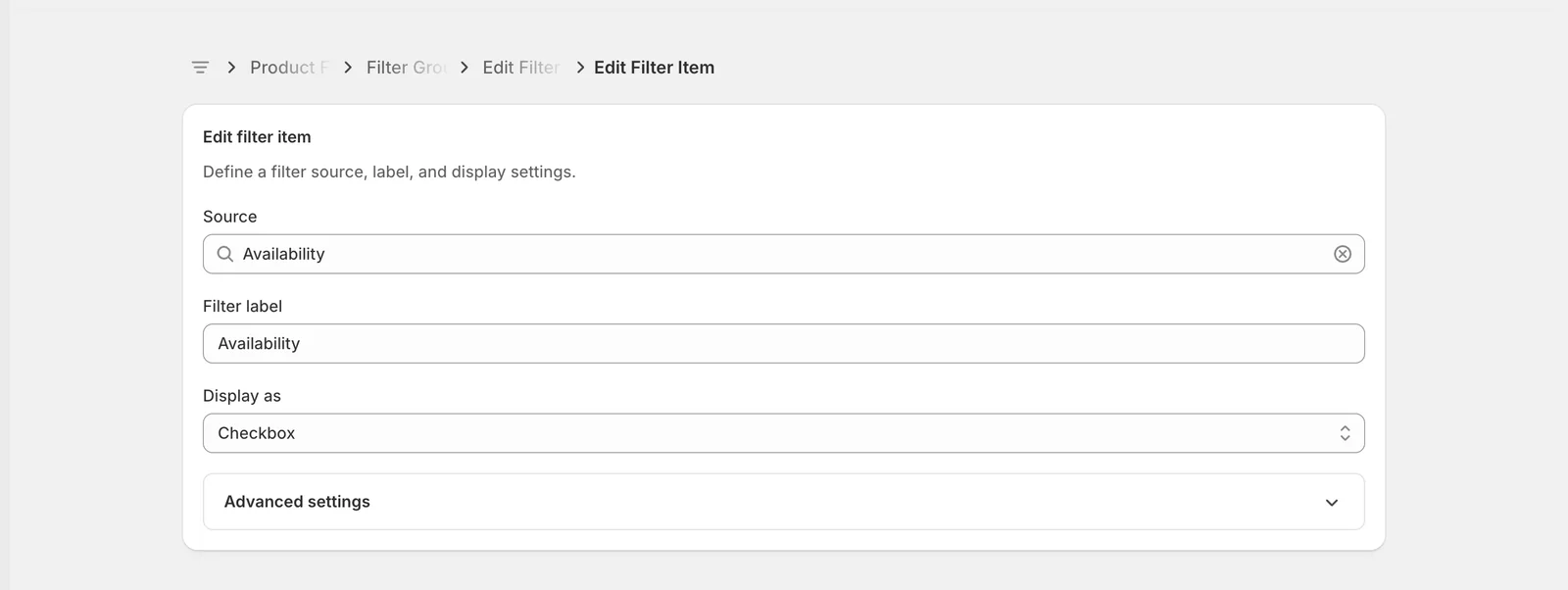Step 4 — Open a filter item — Sledge