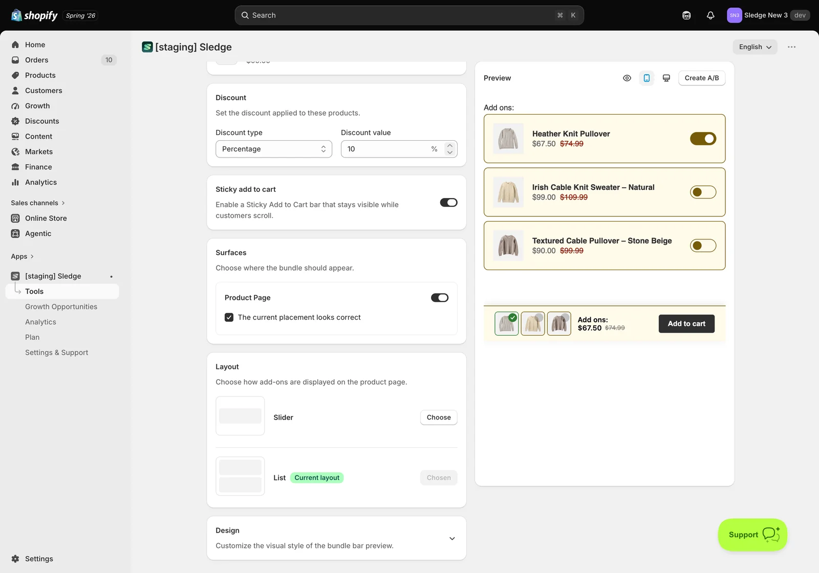 Step 3 — Customise how it looks — Sledge