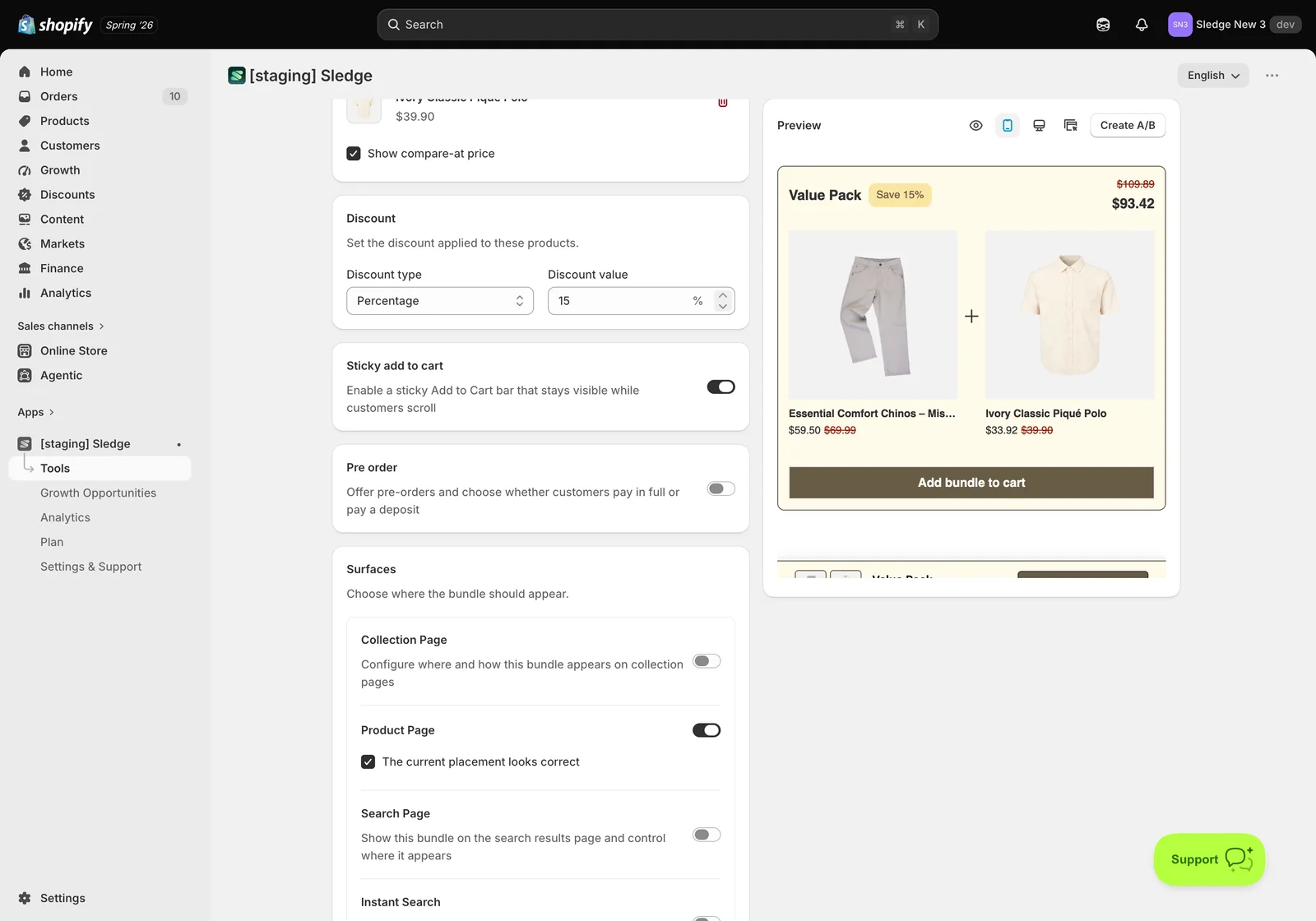 Step 2 — Build the offer and set the discount — Sledge