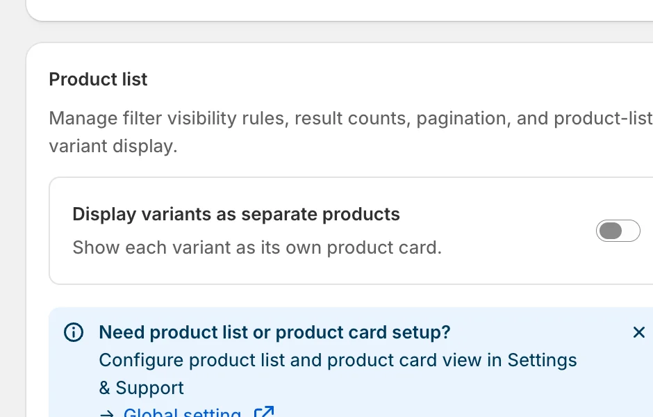 The Product list card — Sledge