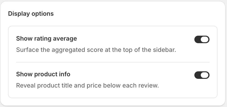 Display options — Sledge