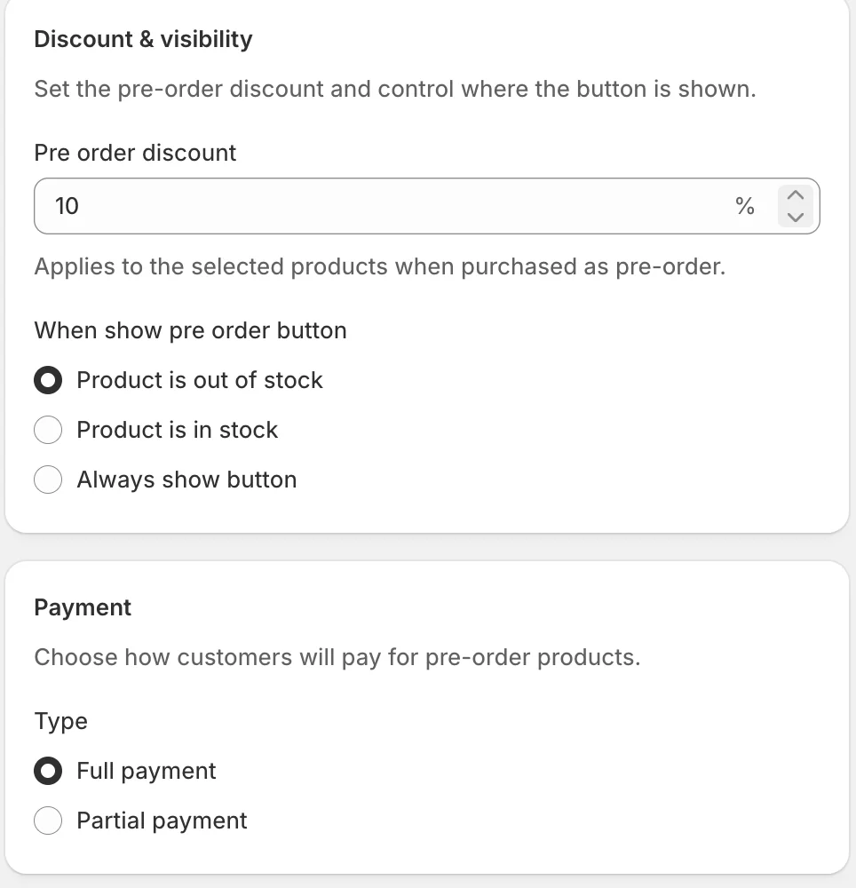 Discount & visibility, and Payment — Sledge
