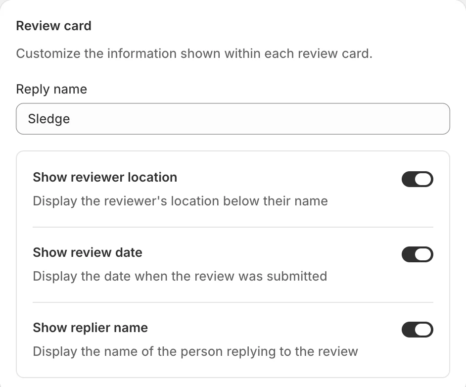 Review card — Sledge