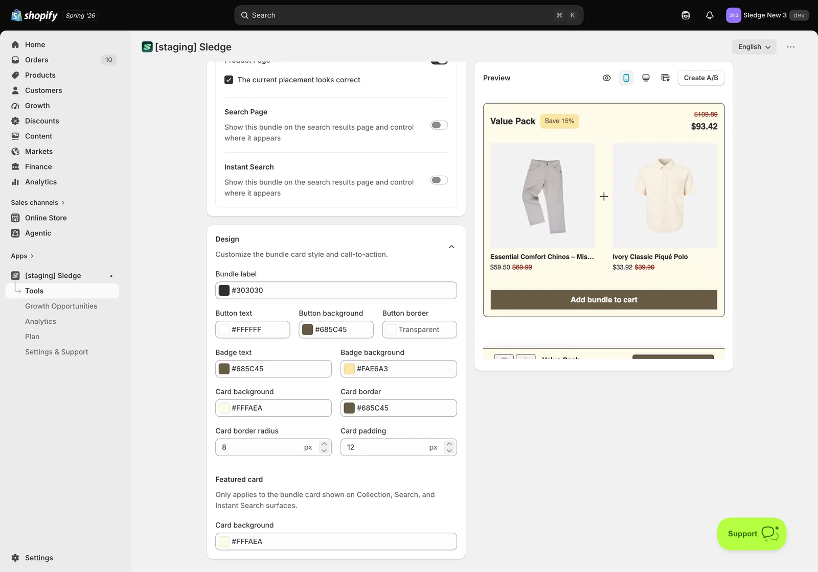 Step 3 — Customise how the bundle looks — Sledge