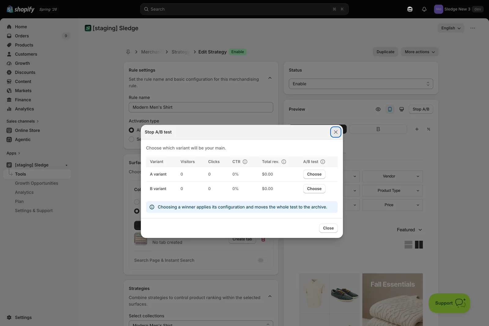 Step 3 — Pick the winner — Sledge