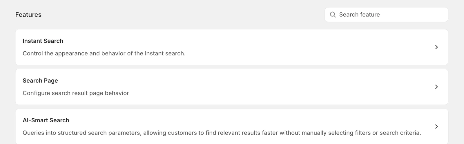 Step 2 — Open the Instant Search settings — Sledge