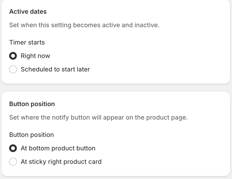 Active dates and Button position — Sledge