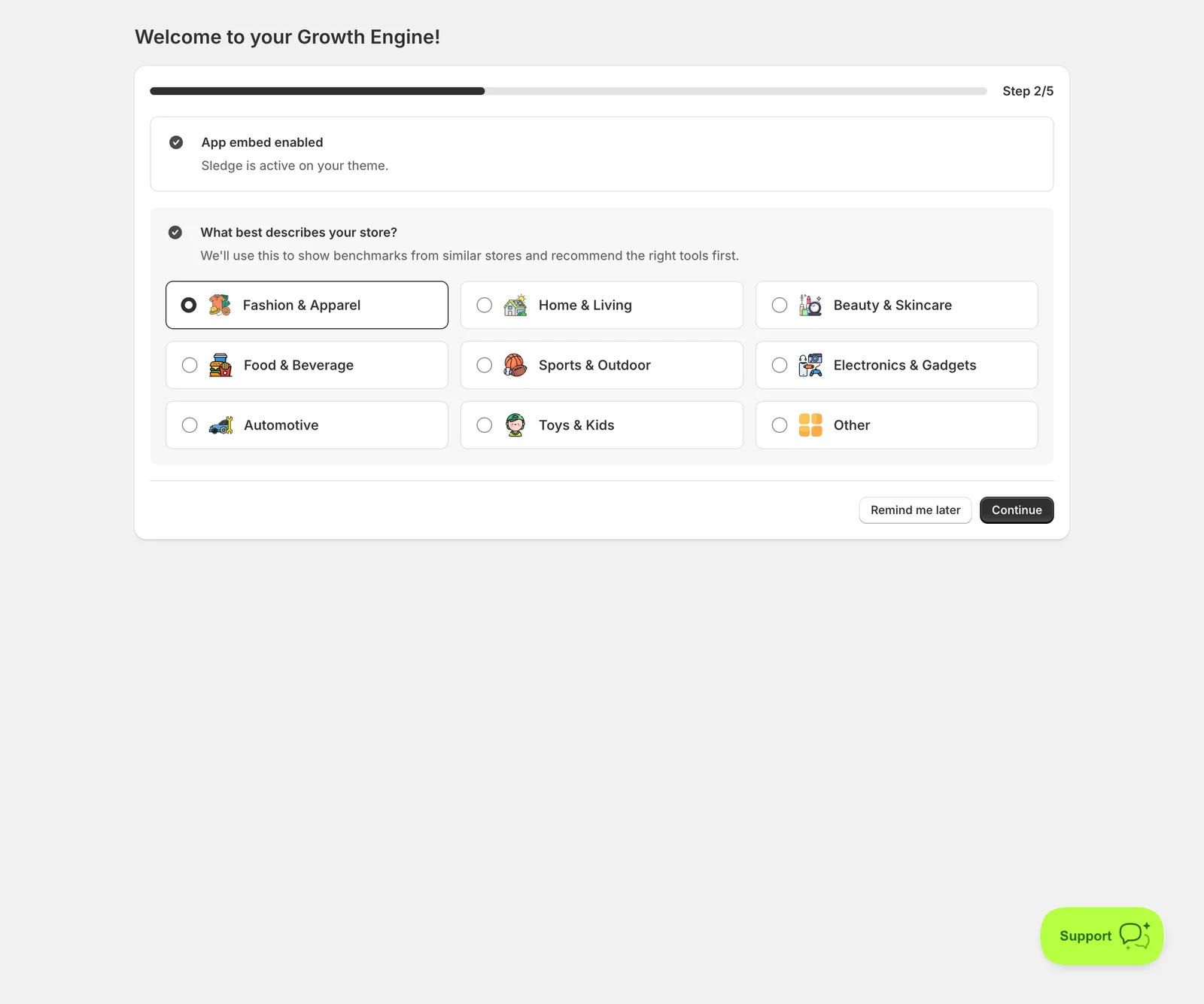 Step 2 — Tell Sledge what you sell — Sledge