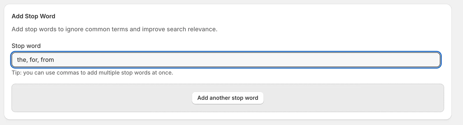 Add stop words — Sledge